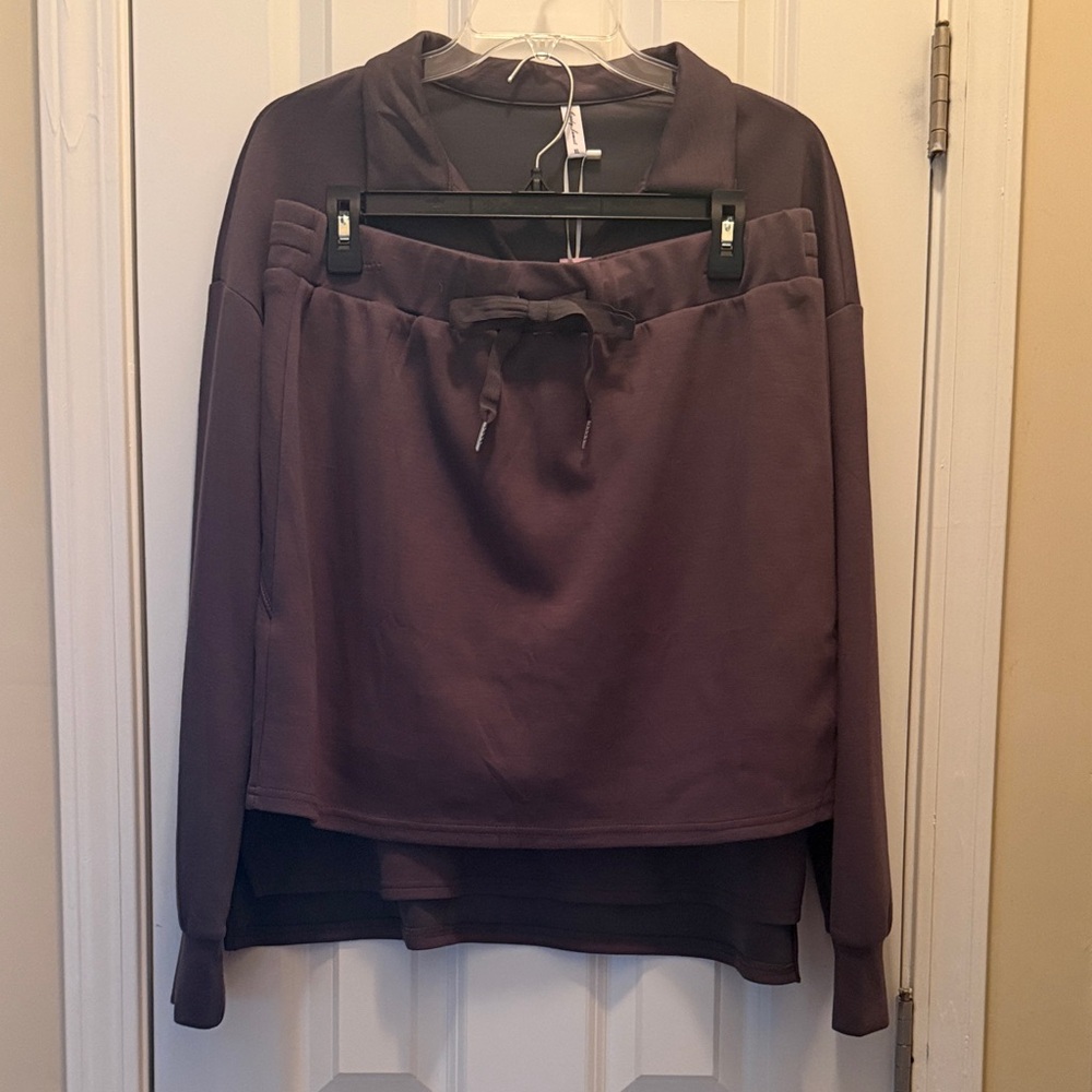 Casley Lamiit Gray Drawstring Skort collard Sweatshirt Set XL